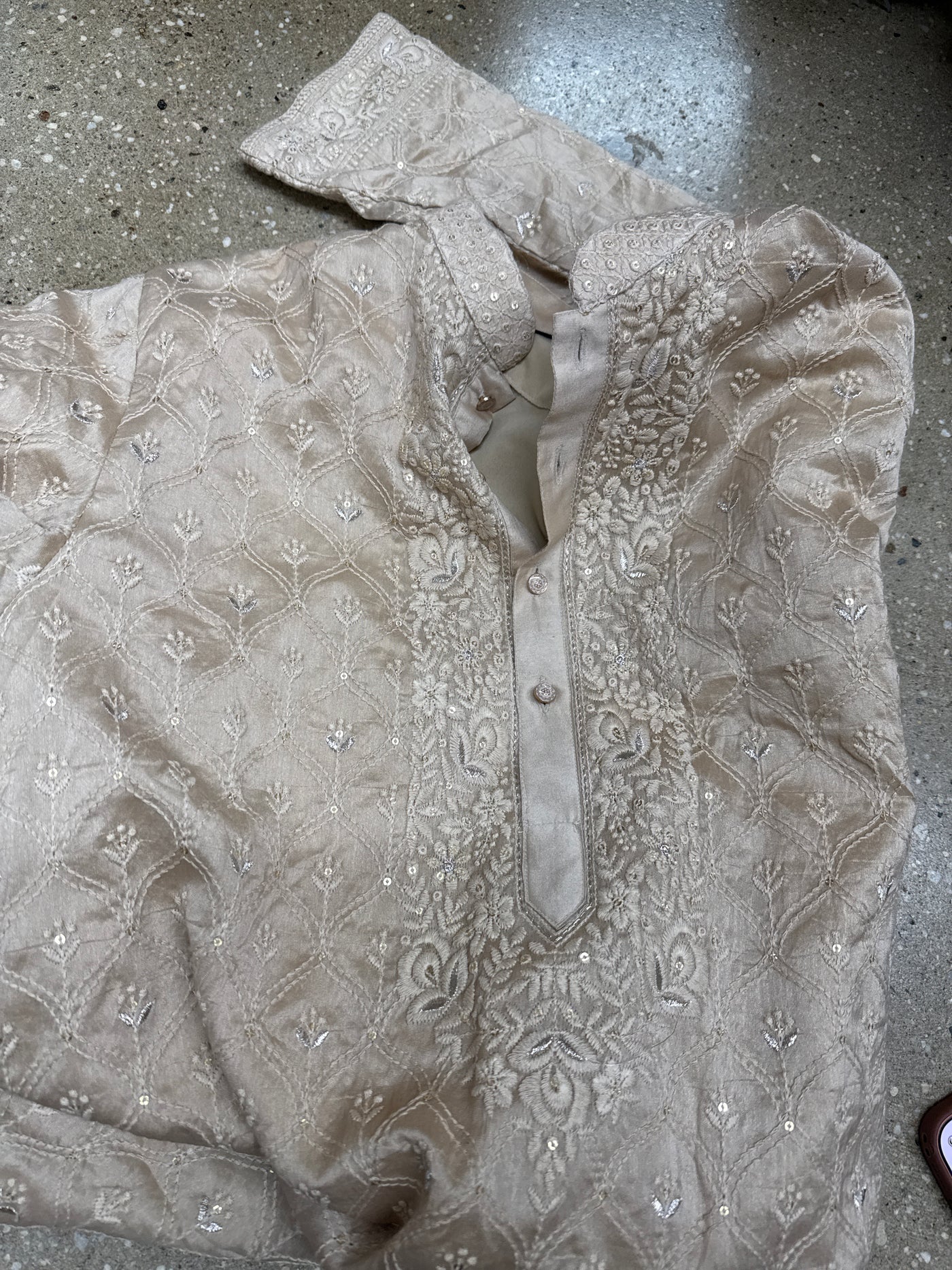 Beige lucknowi kurta Rental