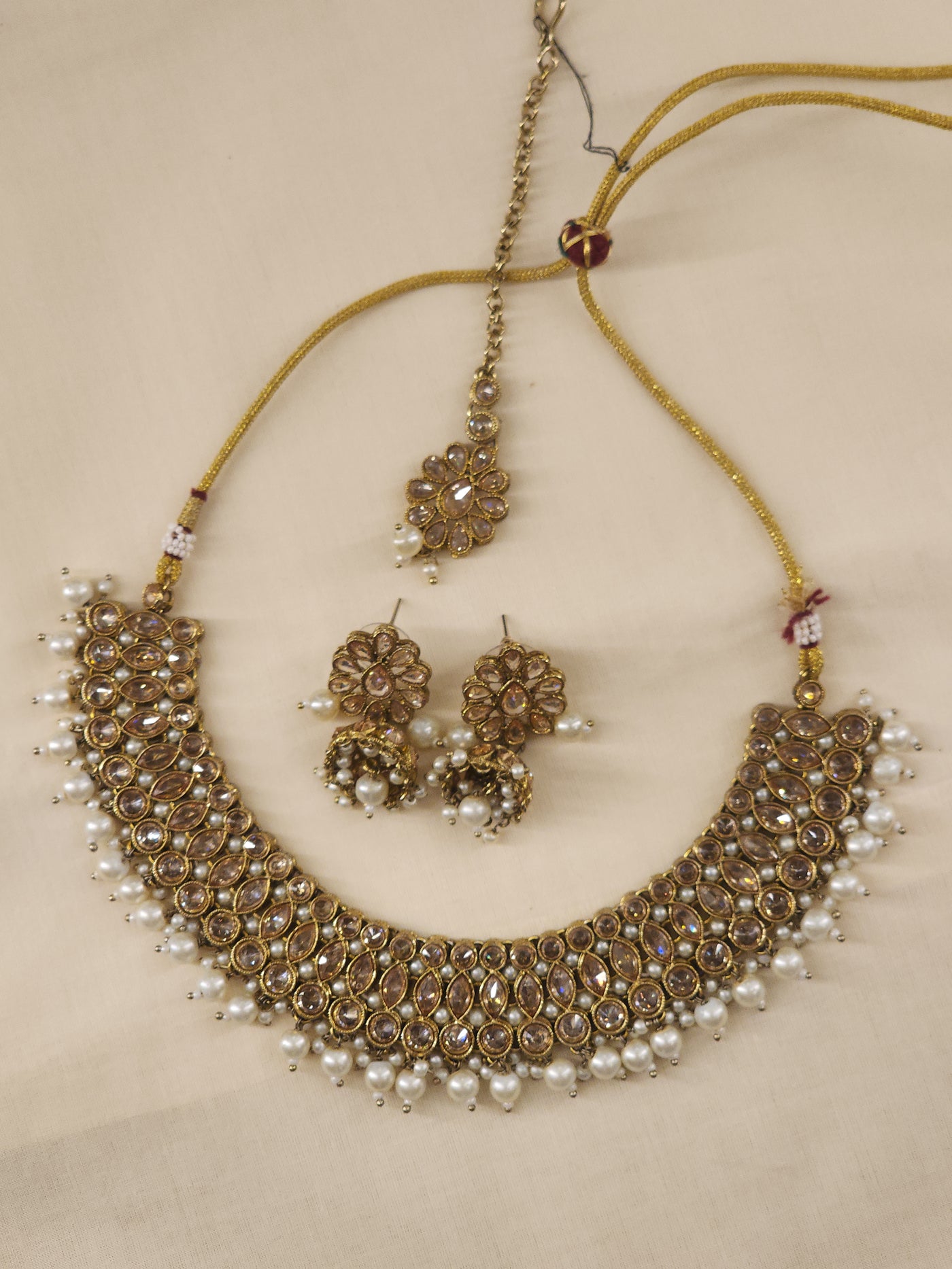 Yellow Gem Jhumka and Choker Set - Rental