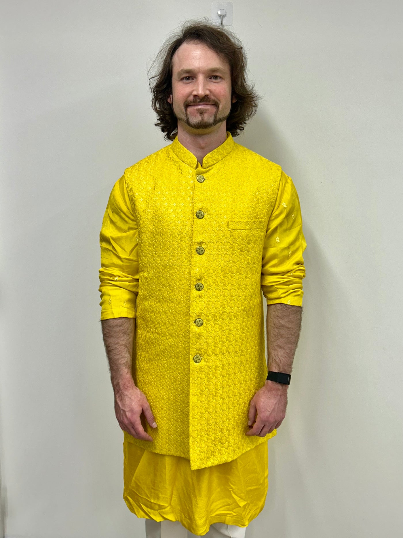 Manny Yellow Kurta with Vest - Rental