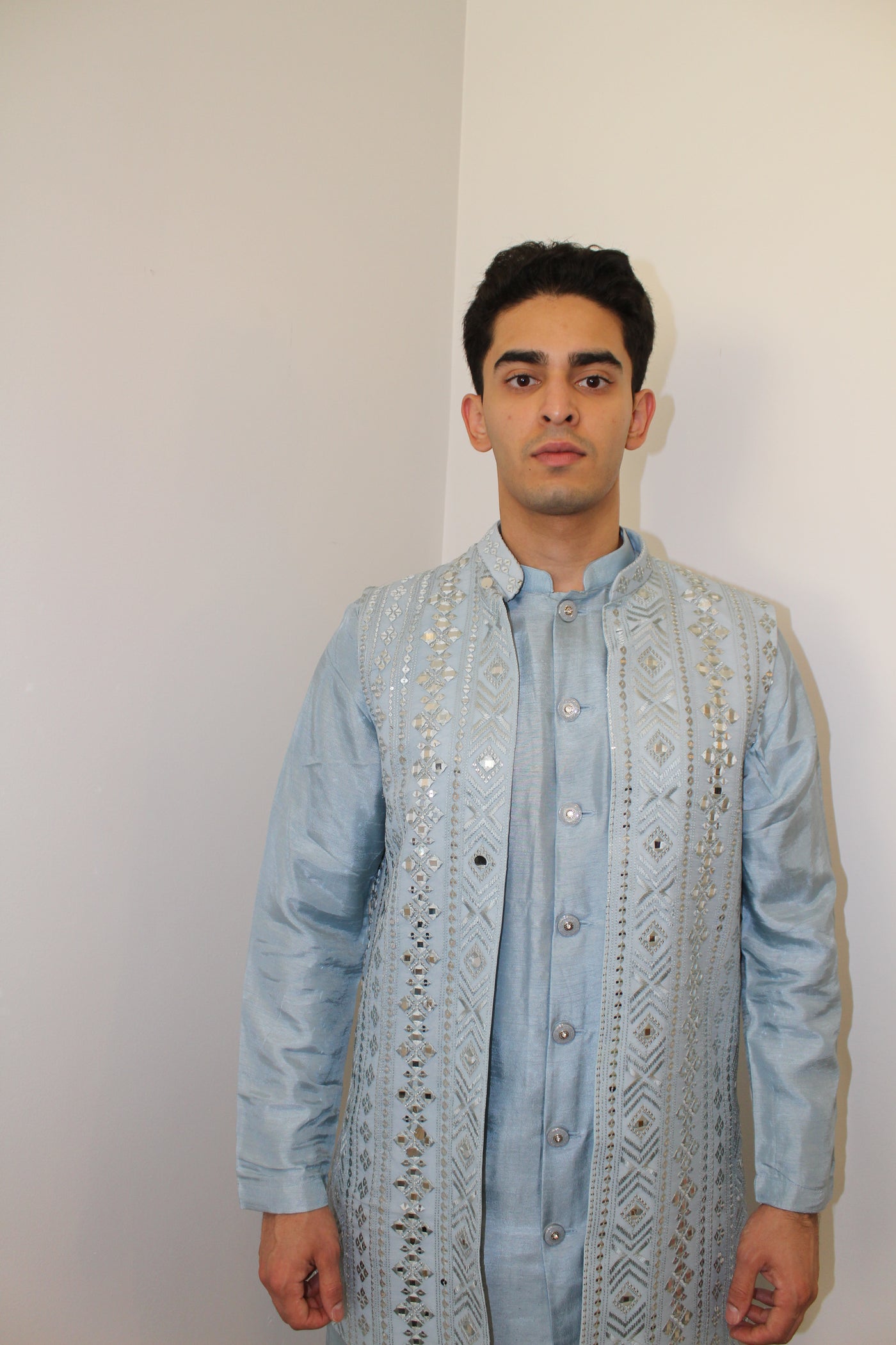 Amir Light Blue Kurta with vest - Rental