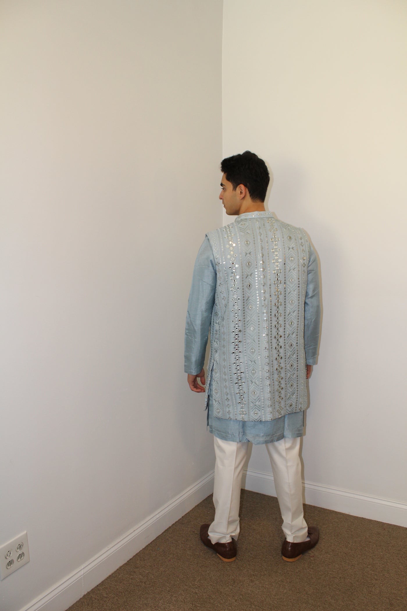 Amir Light Blue Kurta with vest - Rental