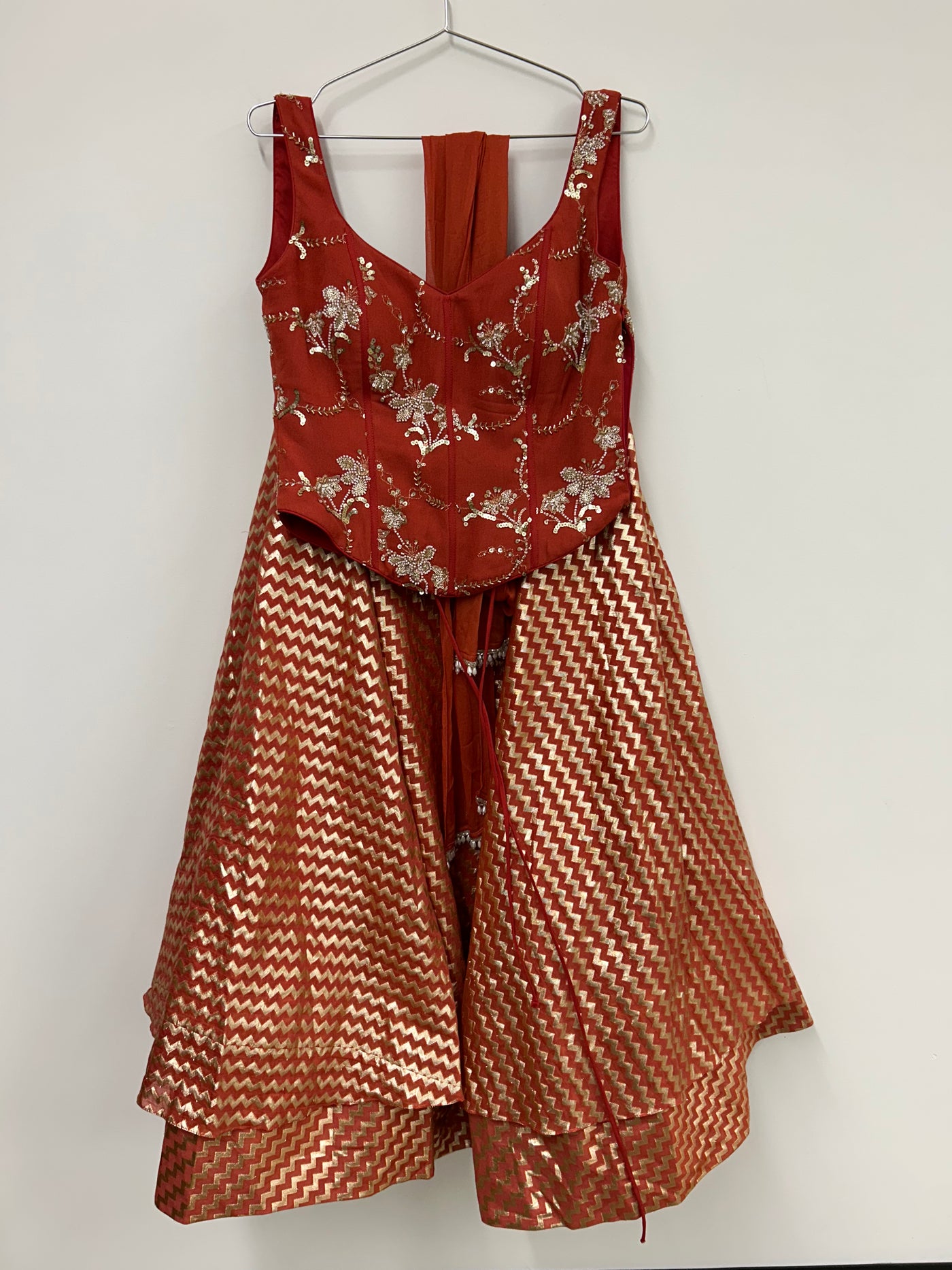Orange-Corset lengha- Rental