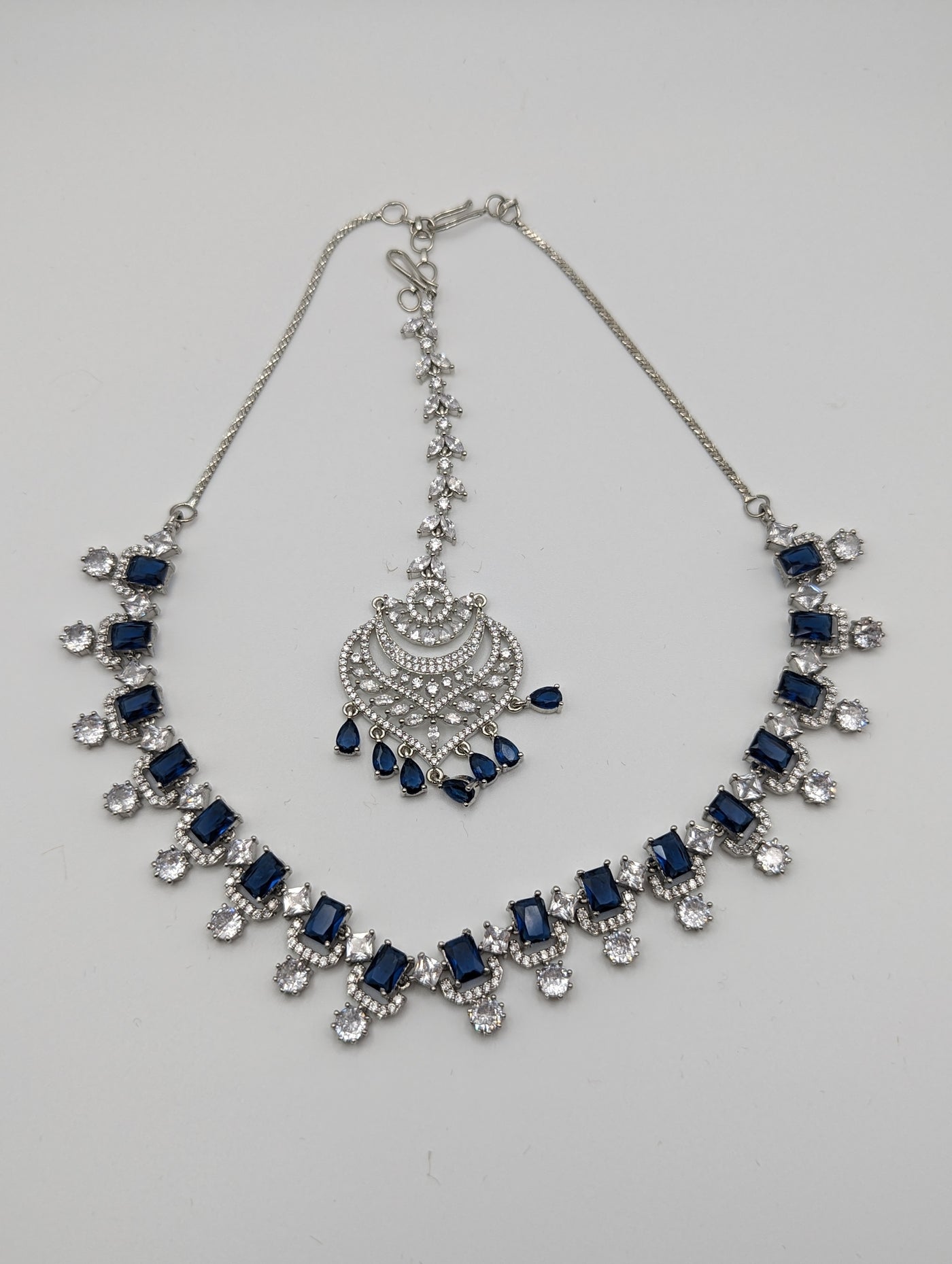 Blue Stone Necklace, Earrings & Bindi Set - Rental