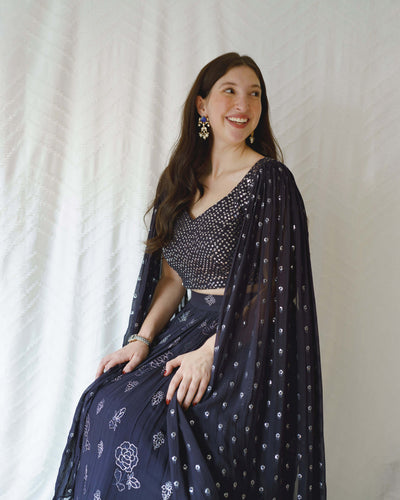 Toofani II (Navy Blue) Lehenga - Rental